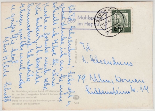 BRD - 7769 Mahlspüren im Hegau, Poststelle I Ra1 a. Karte Stocjach - Ulm 1962