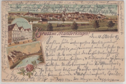 Baden-Württemberg - Munderkingen, farb. Gruss aus Mehrbildlitho (Gasthof etc.)