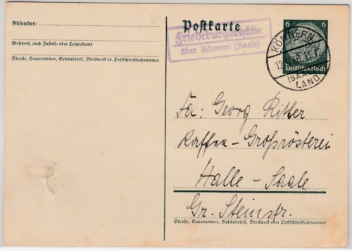 DR - Friedeburgerhütte ü. Könnern (Saale), Landpost-Ra2 a. GA-Karte n. Halle