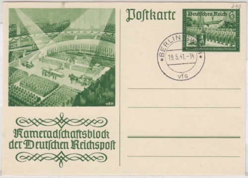 DR - 6 Pfg. Sonder-GA-Karte Dt. Reichspost, Berlin SW68 vfs 19.5.41 - ERSTTAG