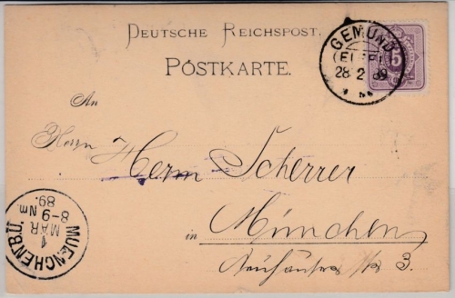DR - Gemünd (Eifel) 28.2.89, KOS a. Karte n. München
