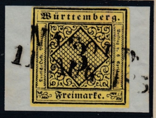 Württemberg - 3 Kr. Quadrat/geschn., Pracht-Briefstück L2 Nagold