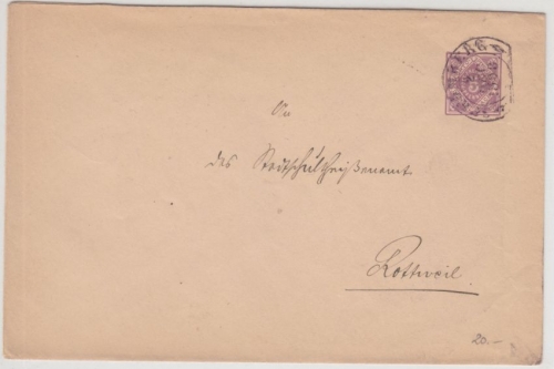 Württemberg - Schömberg 2. DEC 1888, Steigbügel-Stpl. 5 Pfg. Dienst-GA-Umschlag