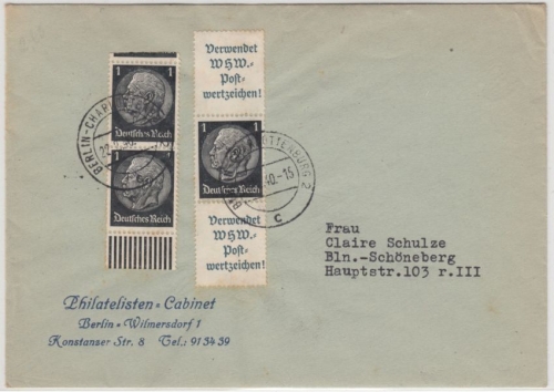 DR - Hindenburg Zusammendruck u.a., Drucksache Berlin-Charlottenburg 1940