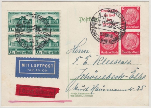 DR - Hindenburg Zusammendruck u.a.; Lupo-Eilkarte SST Magedeburg Mittellandkanal