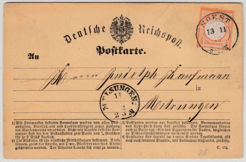DR - 1/2 Gr. gr. Brustschild, Karte K2 Soest - Melsungen 1872