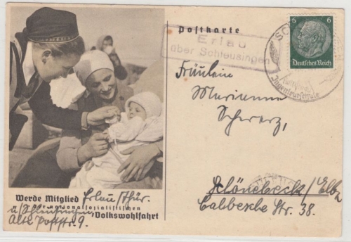 DR - Erlau ü. Schleusingen, Landpost-Ra2 a. illustr. Karte n. Schönebeck 1940
