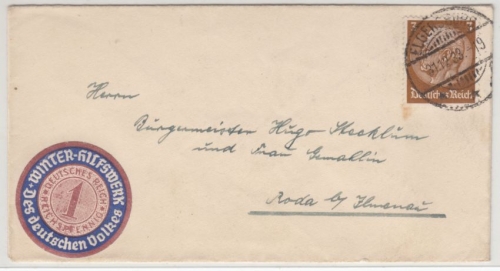 DR - Elgersburg 1933, Drucksachenbriefchen m. WHW-VIgnette n. Roda