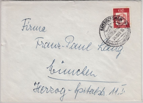 BRD - Bayerisch Gmain 1963, apt. Handwerbestpl. Brief n. München