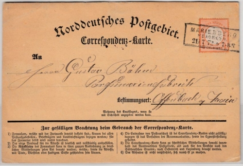 DR - 1/2 Gr. kl. Brustschild, NDP-Correspondenzkarte Ra3 Marienberg i. Sachsen