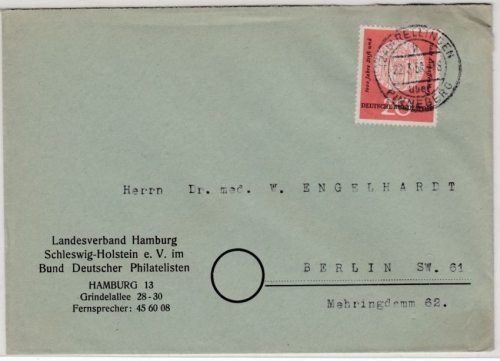 BRD - (24b) Rellingen ü. Pinneberg, Poststelle I a. Brief n. Berlin 1958