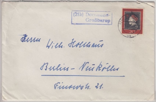 BRD - Dortmund Großbarop, Landpost-Ra2 a. Brief n. Berlin 1959