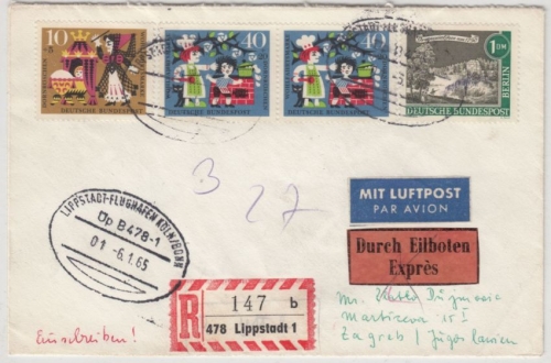 BRD - Überlandpost, Lippstadt - Flughafen Köln/Bonn Üp B478-1, Lupo-R-Eilbrief