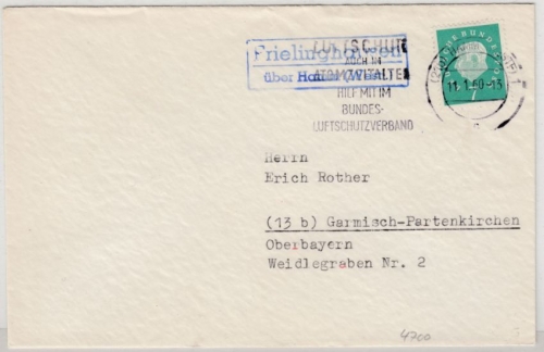 BRD - Frielinghausen ü. Hamm, Landpost-Ra2 a. Drucksache n. Garmisch 1960