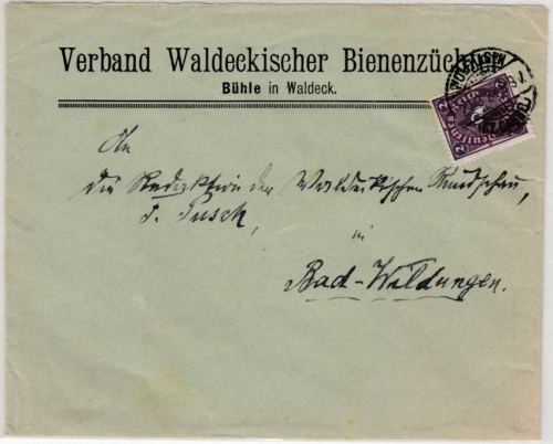 DR-Infla - 2 M. Posthorn, Brief Wolfhagen - Bad Wildungen 1922