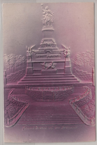 Hessen - Nationaldenkmal a.d. Niederwald, Prägekarte, gelaufen 1908