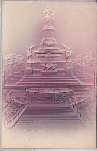 Hessen - Nationaldenkmal a.d. Niederwald, col. Prägekarte, gelaufen 1908