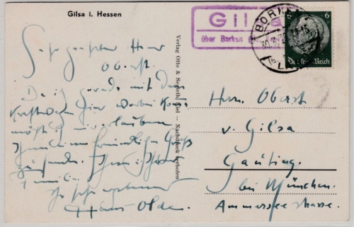 DR - Gilsa ü. Borken (Bz.Kassel), Landpost-Ra2 a. sw-Mehrbild-AK Gilsa 1938 n.