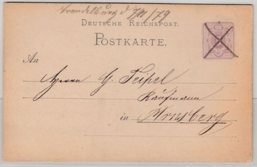 DR - Trendelburg 7.11.1879, hds. Aufgabevermerk, GA-Karte n. Arnsberg