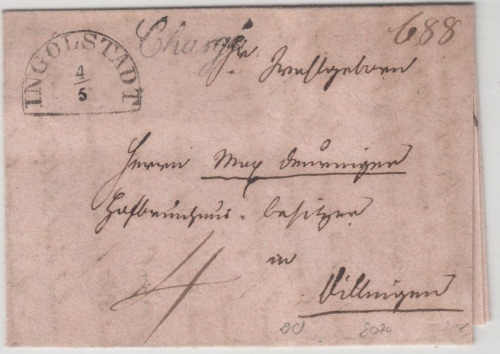 Bayern - Ingolstadt 4/5 (1846), Porto-Chargebrief n. Dillingen, mit Inhalt