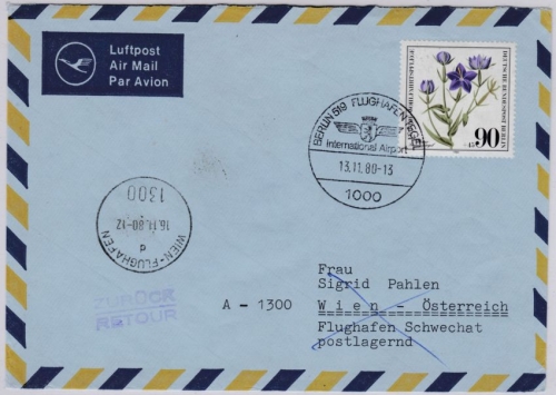 Berlin - 90 Pfg. Wofa, Lupo-Brief n. ÖSTERREICH 1981