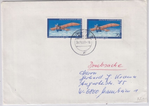 Berlin - 2x70 Pfg. Jugend 1978, Drucksache >50g/3.Gew.st. n. Mannheim 1991