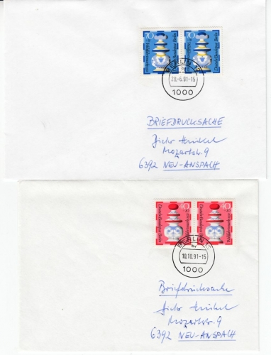Berlin - Wofa 1972 je Mehrfachfrankatur, 4 Briefe/Briefdrucksache/Karte 1991