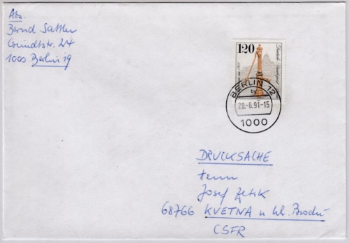 Berlin - 120 Pfg. Straßenpumpe, Drucksache i.d. CSSR, Berlin - Kvetna 1991