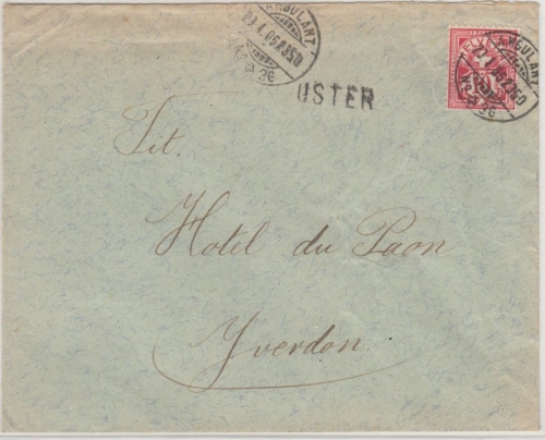Schweiz - Uster, Stations-L1 a. Brief Ambulant No.36 n. Yverdon 1906