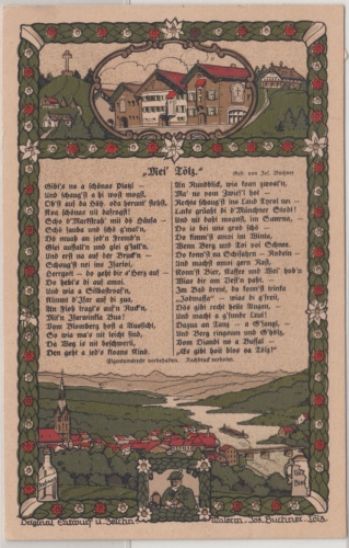 Bayern - Bad Tölz, Gedichtkarte, farb. Steindruckkarte galaufen 1942