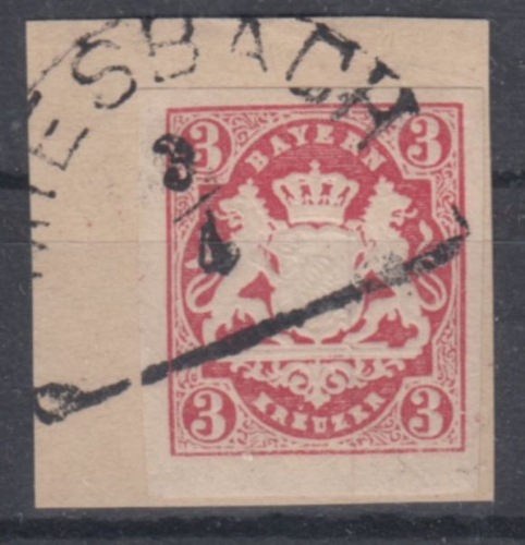 Bayern - Miesbach 3/4, HKS a. Pracht-Briefstück m. 3 Kr. Wappen geschn.