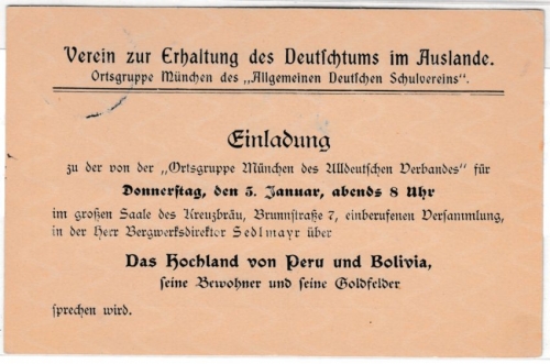 Bayern - 2 Pfg. Rauten, GA-Karte m. Zudruck/Verein Deutschtum i. Ausland München