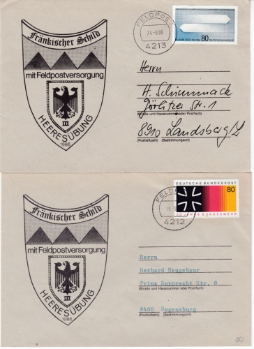 BRD - Bundeswehr Feldpost Fränkischer Schild 9 Belege/versch. Feldpost-Nr. 1986