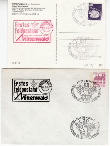 BRD - Bundeswehr Feldpost Geb.NschBtl 8 Mittenwald Erstes Feldpostamt 1980