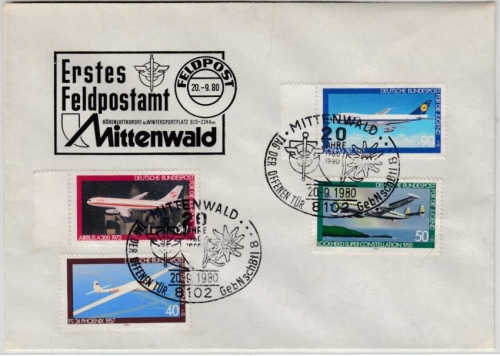 BRD - Bundeswehr Erstes Feldpostamt Mittenwald 1980, Kuvert m. Cachet u. SST