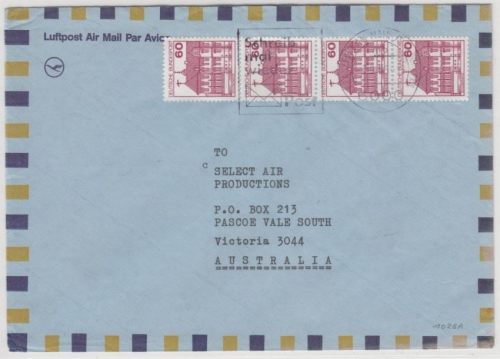 BRD - 4x60 Pfg. B&S, Lupo-Brief n. AUSTRALIEN Frankfurt a.M. - Pascole Vale 1985