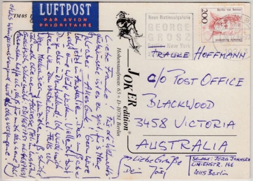 BRD - 200 Pfg. Frauen Lupo-Karte n. AUSTRALIEN, Berlin - Blackwood 1994