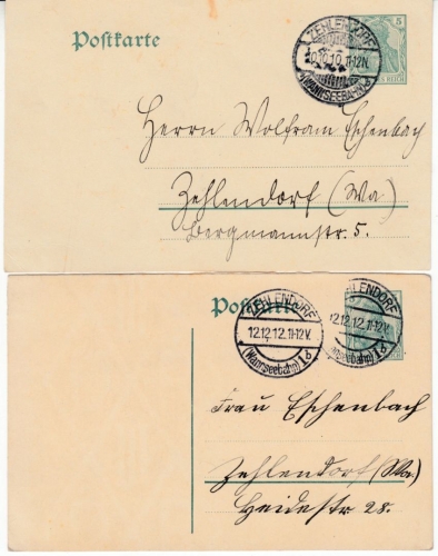 DR - Zehlendorf, Schnapszahlen-Stempel 10.10.10 + 12.12.12 a. 2 GA-Karten