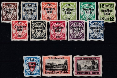 DR - Danzig Überdruck "Deutsches Reich" 1939, Satz (14 Werte) postfrisch/MNH