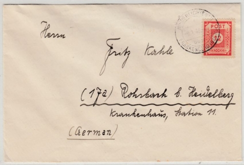 SBZ/Ostsachsen - Niederlichtenau ü. Frankenberg, Poststelle I a. Brief 1946 n.