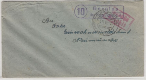 All.Bes. - (10) Berglas ü. Plauen 4, 1.11.45, Gebühr bezahlt Ra2 a. Brief n.
