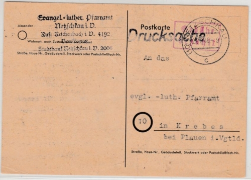 All.Bes. - (10) Netzschkau 27.2.46, Gebühr bezahlt Rs2 a. Drucksache n. Krebes