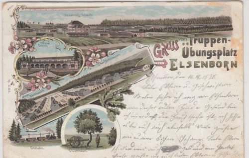 Belgien/Preussen - Elsenborn Truppen-Übungsplatz, Mehrbild-Farblitho 1898