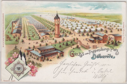Brandenburg - Döberitz Truppen-Übungsplatz, Farblitho, gelaufen KOS 1899