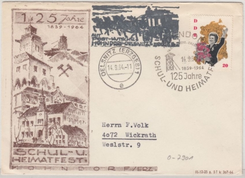 DDR - Postkutschen-Post Hohndorf - Oelsnitz 1964 Schmuckkuvert + SST n. Wichrath