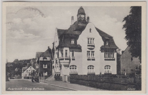 Sachsen - Auerbach i. Erzgeb., Rathaus, sw-Fotokarte gelaufen 1936