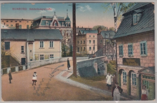 Sudetenland - Rumburg Schönlinderstraße Gasthaus z. Schweden gelaufen 18.2.45 !!