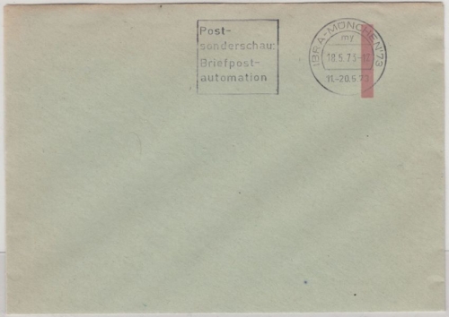 BRD - München IBRA 1973, Versuchbrief Postautomation