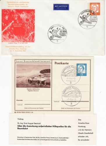 BRD - Tag d. Aerophilatelie 3 versch. Sonderkarten 2xHamburg/1xHannover 1964