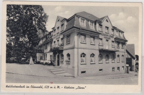 Baden-Württemberg - Waldkatzenbach Kurheim Pension Löwen, sw-Fotokarte 1952